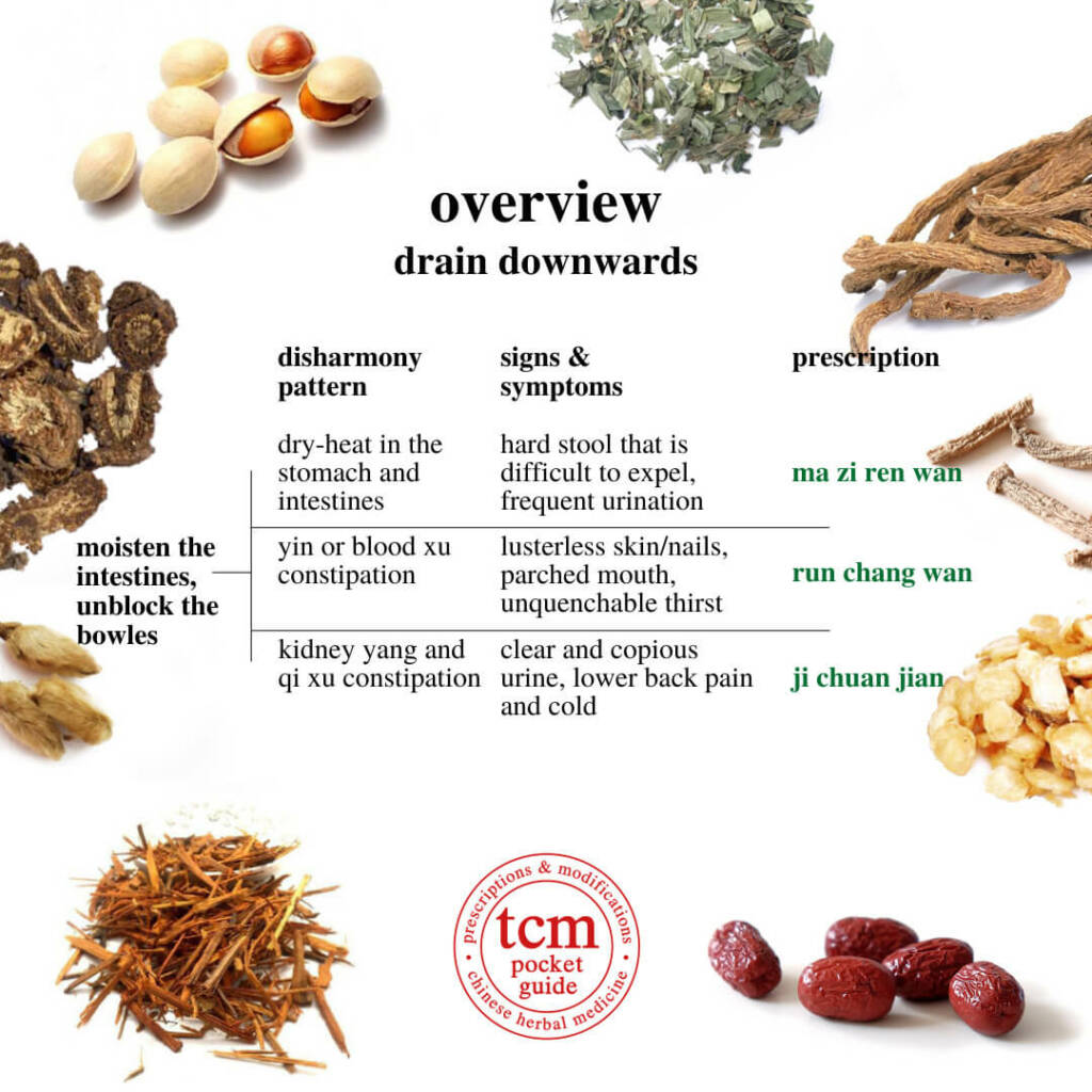 overview drain downwards, moisten the intestines, unblock the bowles