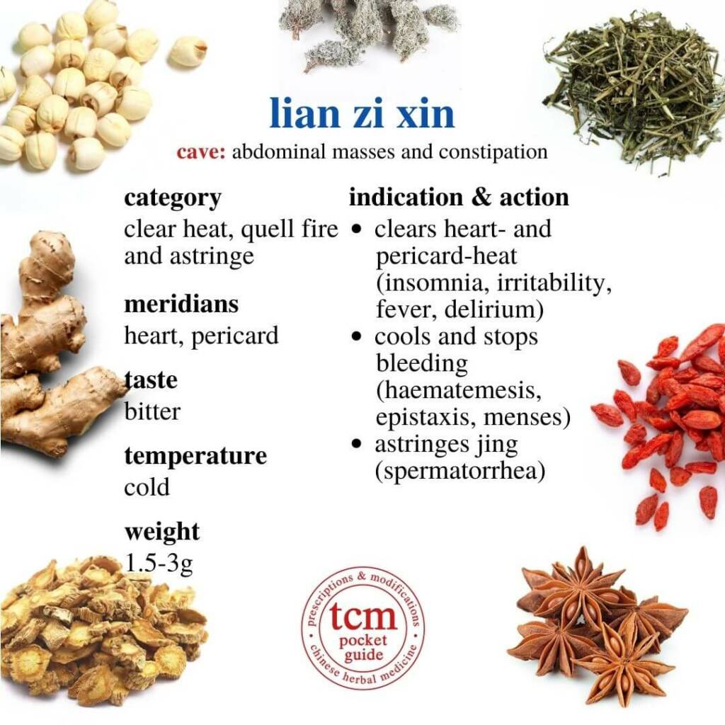 lian zi xin indication action