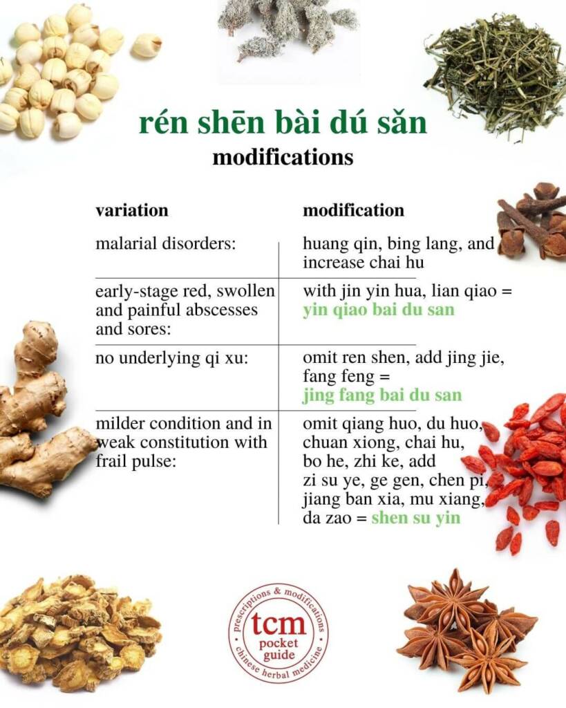 ren shen bai du san modifications